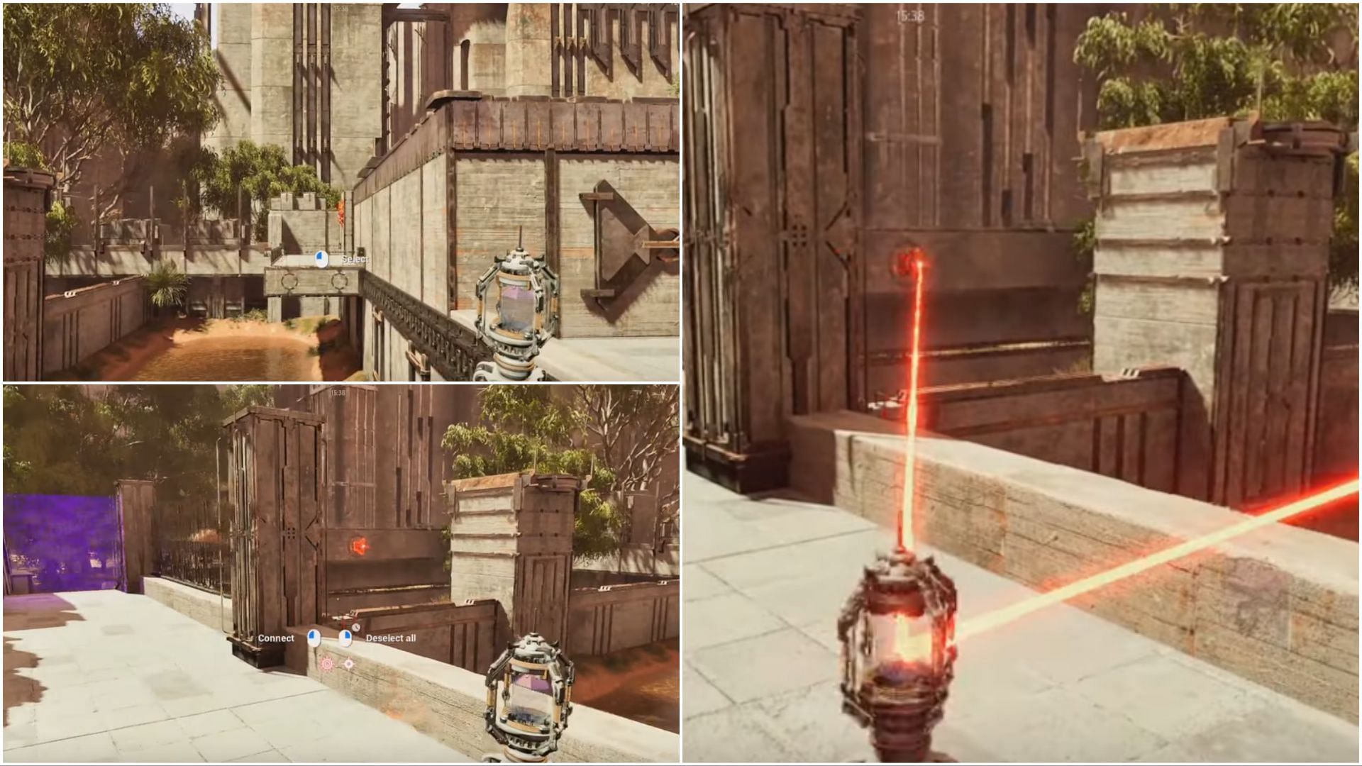 Select the red switches and then place the connector on the ground. (Image via Devolver Digital)